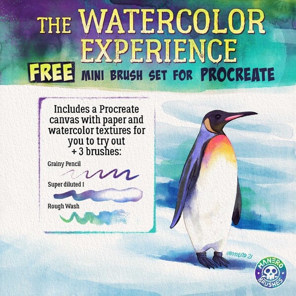 The Watercolor Experience FREE Mini Brush Set for Procreate