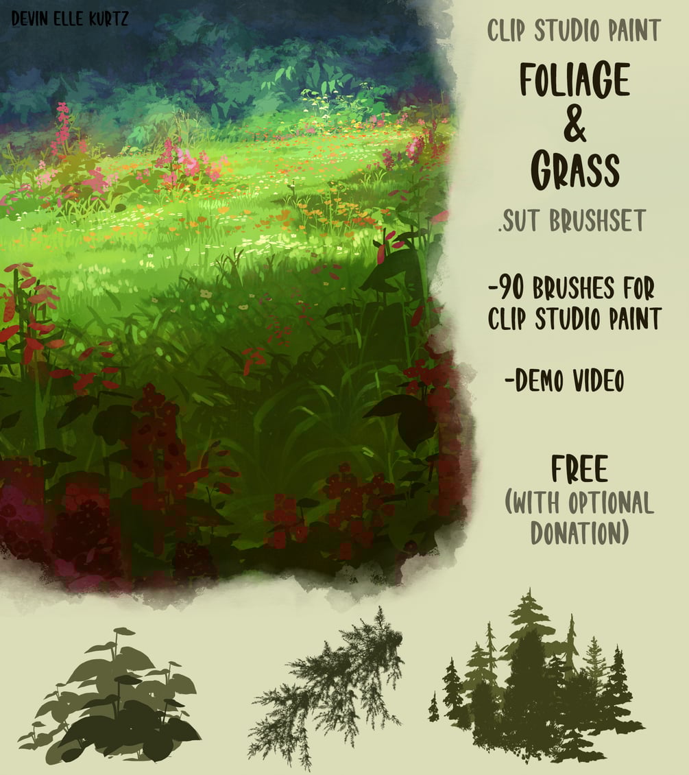 Clip Studio Foliage Brushset